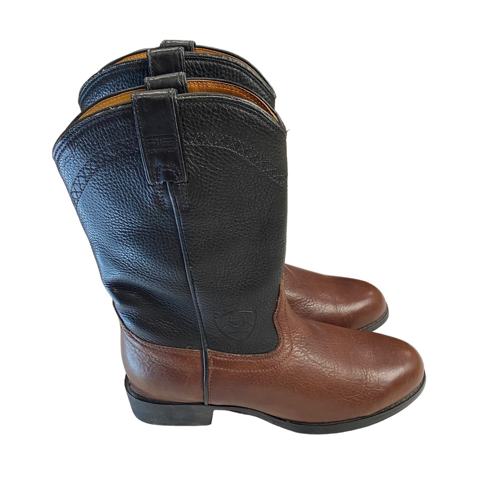 Ariat Heritage Roper Brown Black Leather Western Boots 33221 Womens 7.5 Boho - Picture 2 of 12